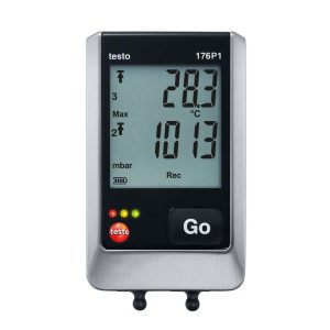 testo 176 P1 - логгер, регистратор давления (600...1 100 гПа), можно подключить 2 зонда влажности и температуры (-20...+70 °C, 0...100 % ОВ)