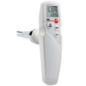 testo 205 - pH метр для м'яса, грунту, косметики, молока, тіста, сиру, хлібу, фруктів, овочів, масла, йогурту, джему, солоних рідин, мила, миючих засобів