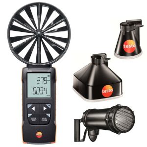 testo 417-2 комплект – анемометр (0,3…20 м/с, 0…+50 °C) з крильчаткою 100 мм, двома воронками та випрямлячем потоку