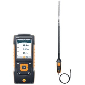 testo 440 із зондом швидкості, температури, вологості - анемометр гігрометр (0...50 м/с, -20...+70 °C, 5...95 % ВВ, 700...1 100 гПа), телескопічний зонд
