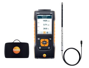 testo 440 з обігріваємою струною – термоанемометр (0…30 м/с, -20…+70 °C, 700…1 100 гПа), телескопічний зонд