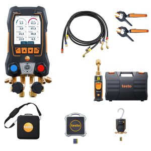 testo 558s Профессиональный комплект с весами для фреона - манометрический коллектор для заправки кондиционера с 4-ходовым блоком клапанов и Bluetooth