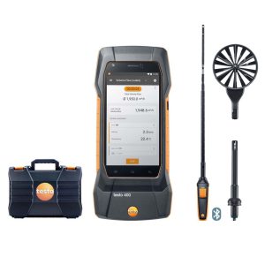 testo 400 комплект ОВК 1 – анемометр (0…35 м/с, -20…+70 °C, 5…95 % ВВ, -100…+200 гПа, 700…1 100 гПа) із зондом крильчаткою 100 мм та зондом термоанемометром