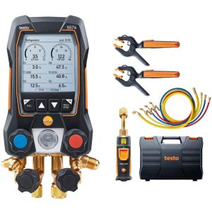testo 557s Cмарт комплект со шлангами - манометрический коллектор для заправки кондиционера с 4-ходовым блоком клапанов и Bluetooth